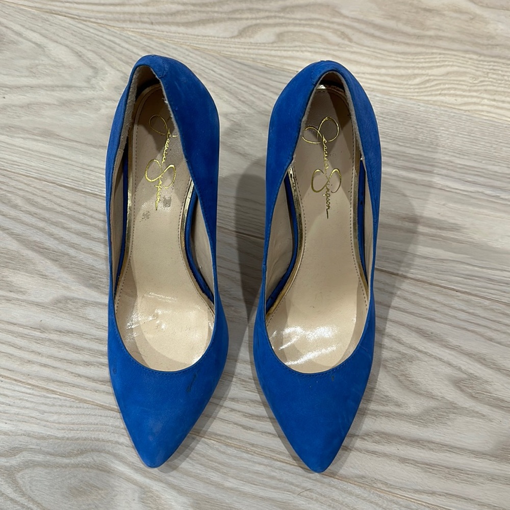 Electric blue suede Jessica Simpson pumps